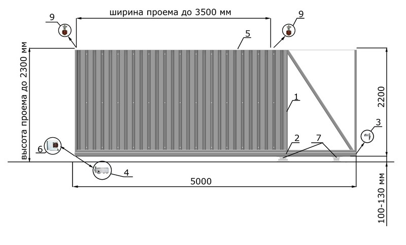 КОРН Н1-60КП Откатные ворота КОРН КЛАССИК, толщина 60 мм