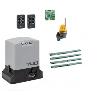 FAAC 740KIT-LK4 Автоматика для откатных ворот 740KIT-LK4, комплект: привод, радиоприемник, 2 пульта, лампа, 4 рейки