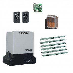 FAAC 741KIT-LA6 Автоматика для откатных ворот 741KIT-LA6, комплект: привод, радиоприемник, 2 пульта, лампа, 6 реек
