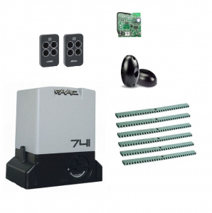 FAAC 741KIT-FK6 Автоматика для откатных ворот 741KIT-FK6, комплект: привод, радиоприемник, 2 пульта, фотоэлементы, 6 реек