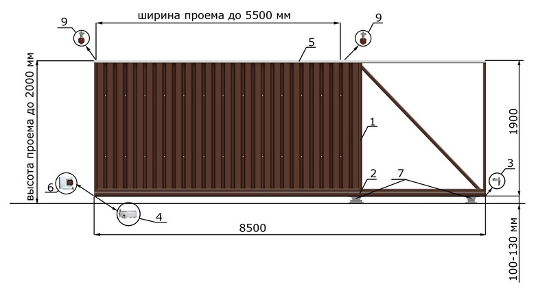 КОРН Н1-60КП Откатные ворота КОРН КЛАССИК, толщина 60 мм