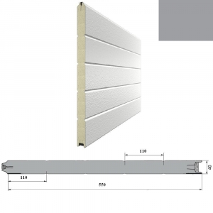 DOORHAN 16S00/S00-7004/9003 Панель 550мм Нстукко/Нстукко серая(RAL7004)/бел(RAL9003) для подъёмных секционных ворот