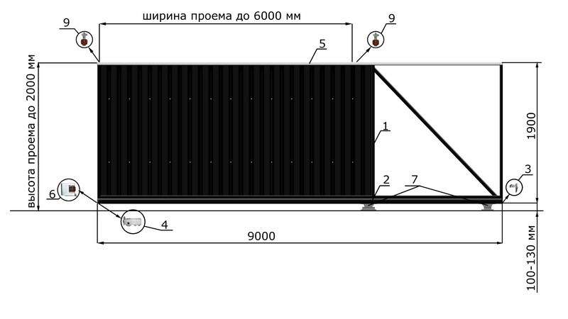 КОРН Н1-60КП Откатные ворота КОРН КЛАССИК, толщина 60 мм