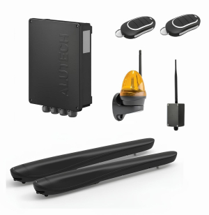 ALUTECH AM-3000KIT4-K-BT Автоматика для распашных ворот AM-3000KIT 4-K-BT, комплект: 2 привода, блок управления, 2 пульта, Bluetooth-модуль, лампа