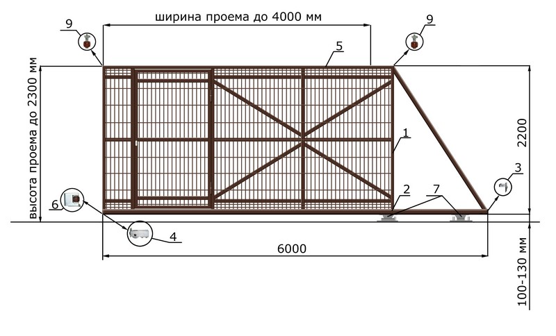 КОРН Н0-Т60КТ Откатные ворота КОРН ЭКО, толщина 60 мм