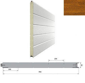 DOORHAN 5S00/S00-GLK/9003 Панель 500мм Нстук/Нстук GOLDEN OAK(Золотой дуб)/бел(RAL9003) для подъёмных секционных ворот