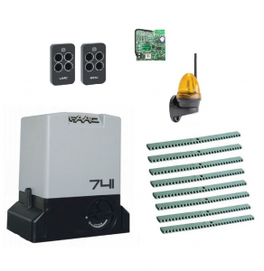 FAAC 741KIT-LK8 Автоматика для откатных ворот 741KIT-LK8, комплект: привод, радиоприемник, 2 пульта, лампа, 8 реек