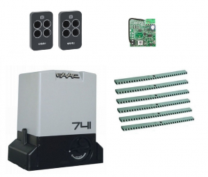 FAAC 741KIT-KR6 Автоматика для откатных ворот 741KIT-KR6, комплект: привод, радиоприемник, 2 пульта, 6 реек