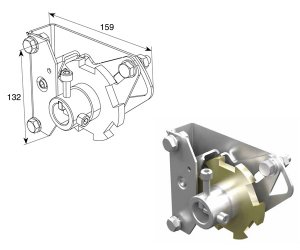 DOORHAN 25550-2LK4 Устройство защиты от разрыва пружины ЛЕВОЕ модифицированное (250кг) без кронштейна. Корпус 4мм для подъёмных секционных ворот