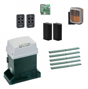 FAAC 746KIT FULL-A5 Автоматика для откатных ворот 746KIT FULL-A5, комплект: привод, радиоприемник, 2 пульта, фотоэлементы, лампа, 5 реек