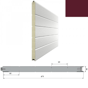 DOORHAN 2S00/S00-3005/9003 Панель 475мм Нстукко/Нстукко бордо(RAL3005)/бел(RAL9003) для подъёмных секционных ворот