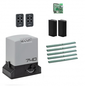 FAAC 740KIT-FA5 Автоматика для откатных ворот 740KIT-FA5, комплект: привод, радиоприемник, 2 пульта, фотоэлементы, 5 реек