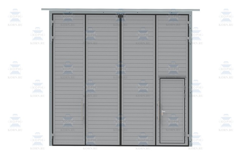 КОРН ВС-КР-СВУ-2-2-60 Складчатые ворота КОРН ангарные с зашивкой сэндвич-панелями толщиной 60 мм, тип 2+2, серия ВРС