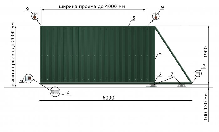 КОРН Н0-Т60КТ-Л Откатные ворота КОРН ЭКО-Л, толщина 60 мм