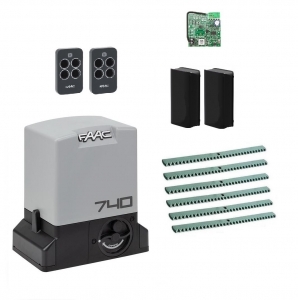 FAAC 740KIT-FA6 Автоматика для откатных ворот 740KIT-FA6, комплект: привод, радиоприемник, 2 пульта, фотоэлементы, 6 реек