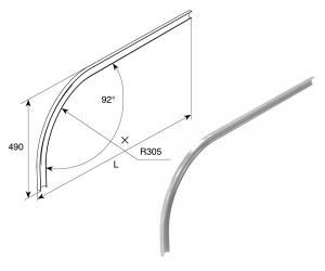 DOORHAN SPV112 Изгиб горизонтальной направляющей R305 H490 L=2500 облегченный для подъёмных секционных ворот
