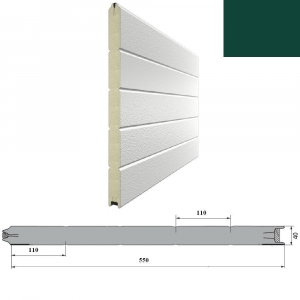 DOORHAN 16S00/S00-6005/9003 Панель 550мм Нстукко/Нстукко зеленая(RAL6005)/бел(RAL9003) для подъёмных секционных ворот