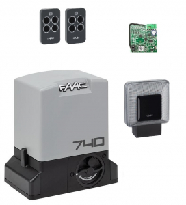 FAAC 740KIT-L Автоматика для откатных ворот 740KIT-L, комплект: привод, радиоприемник, 2 пульта, лампа