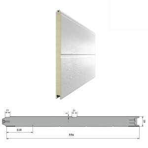 DOORHAN 16D08/S00-9003/9003 Панель 550мм Ндерево с широкой центр.полосой/Нстукко Белый(RAL9003)/Белый(RAL9003) для подъёмных секционных ворот