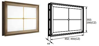 DOORHAN DH85628 Окно акриловое 452х302 коричн. с раскладкой крест для панелей со структурой &amp;amp;amp;amp;amp;amp;quot;филенка&amp;amp;amp;amp;amp;amp;quot; для подъёмных секционных ворот