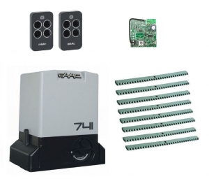 FAAC 741KIT-KR8 Автоматика для откатных ворот 741KIT-KR8, комплект: привод, радиоприемник, 2 пульта, 8 реек
