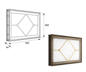 DOORHAN DH85629 Окно акриловое 452х302 белое с раскладкой ромб для панелей со структурой &amp;amp;amp;amp;amp;amp;quot;филенка&amp;amp;amp;amp;amp;amp;quot; для подъёмных секционных ворот