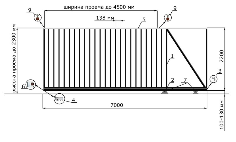 КОРН Н1-60КП Откатные ворота КОРН КЛАССИК, толщина 60 мм