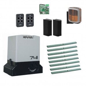 FAAC 741KIT FULL-A8 Автоматика для откатных ворот 741KIT FULL-A8, комплект: привод, радиоприемник, 2 пульта, фотоэлементы, лампа, 8 реек