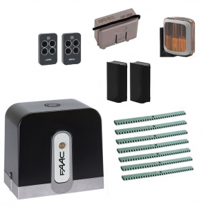 FAAC C721KIT FULL-A7 Автоматика для откатных ворот C721KIT FULL-A7, комплект: привод, радиоприемник, 2 пульта, фотоэлементы, лампа, 7 реек