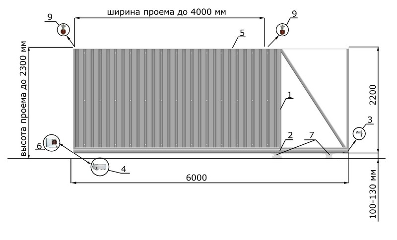 КОРН Н1-60КП Откатные ворота КОРН КЛАССИК, толщина 60 мм