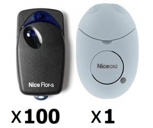 NICE FLO1R-SOX2KIT100 Комплект FLO1R-SOX2KIT100. Состав комплекта:  (100 штук пультов FLO1R-S, приёмник OX2)