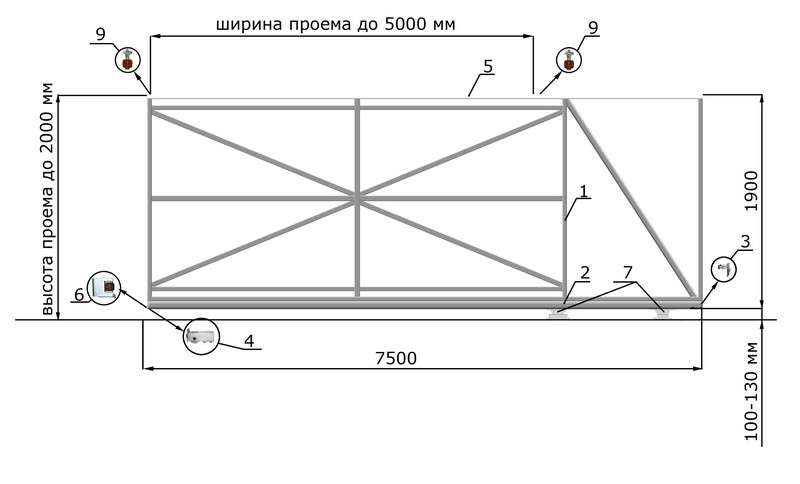 КОРН Н1-60КП Откатные ворота КОРН КЛАССИК, толщина 60 мм