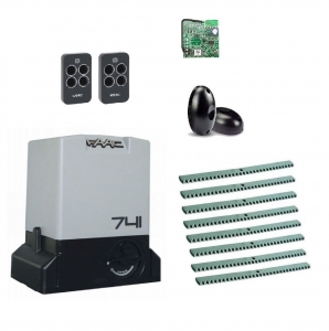FAAC 741KIT-FK8 Автоматика для откатных ворот 741KIT-FK8, комплект: привод, радиоприемник, 2 пульта, фотоэлементы, 8 реек