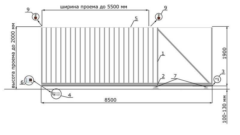 КОРН Н1-60КП Откатные ворота КОРН КЛАССИК, толщина 60 мм