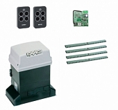 Автоматика для откатных ворот 746KIT-KR4, комплект: привод, радиоприемник, 2 пульта, 4 рейки
